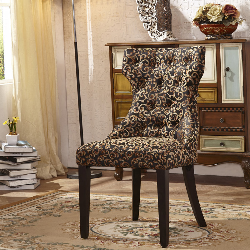 Corzano Designs Tufted Upholstered Wingback Dining Chair in Brown | Wayfair